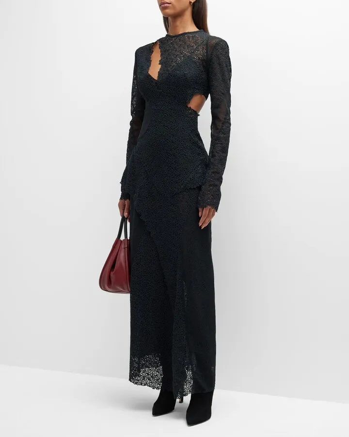 Embroidered Lace Evening Dress
