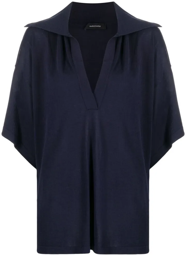 V-neck short-sleeve polo top