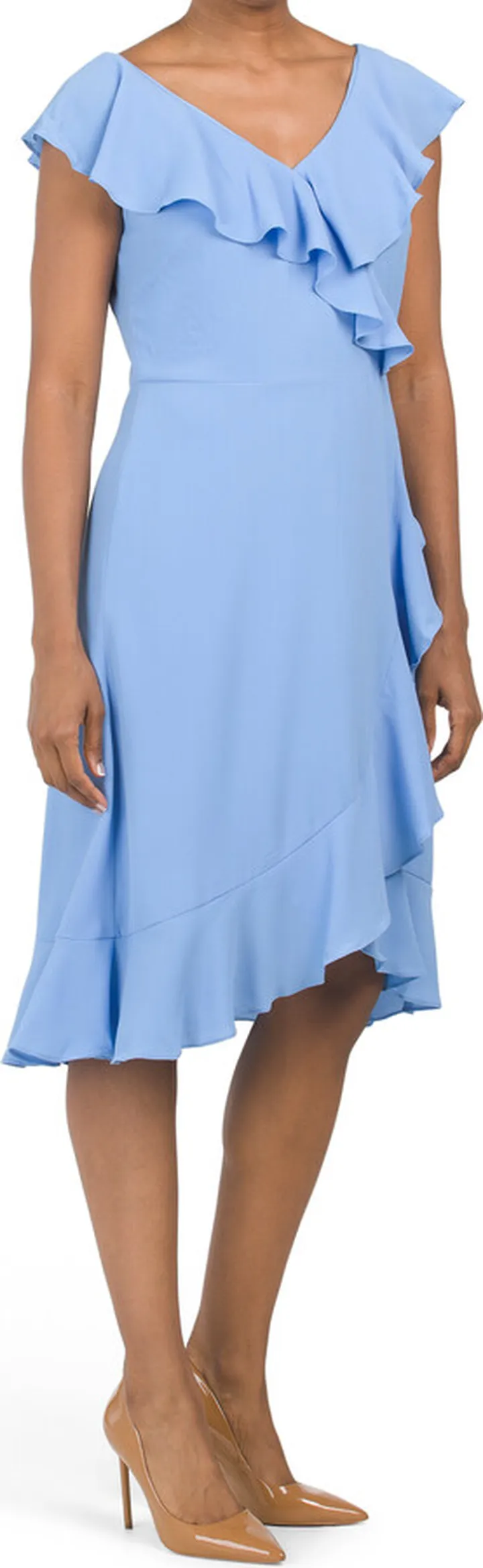 Short Ruffle Faux Wrap Dress
