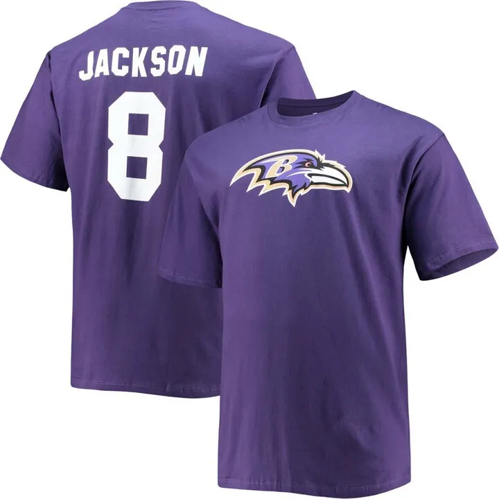 Men's Big and Tall Lamar Jackson Purple Baltimore Ravens Player Name Number T-shirt