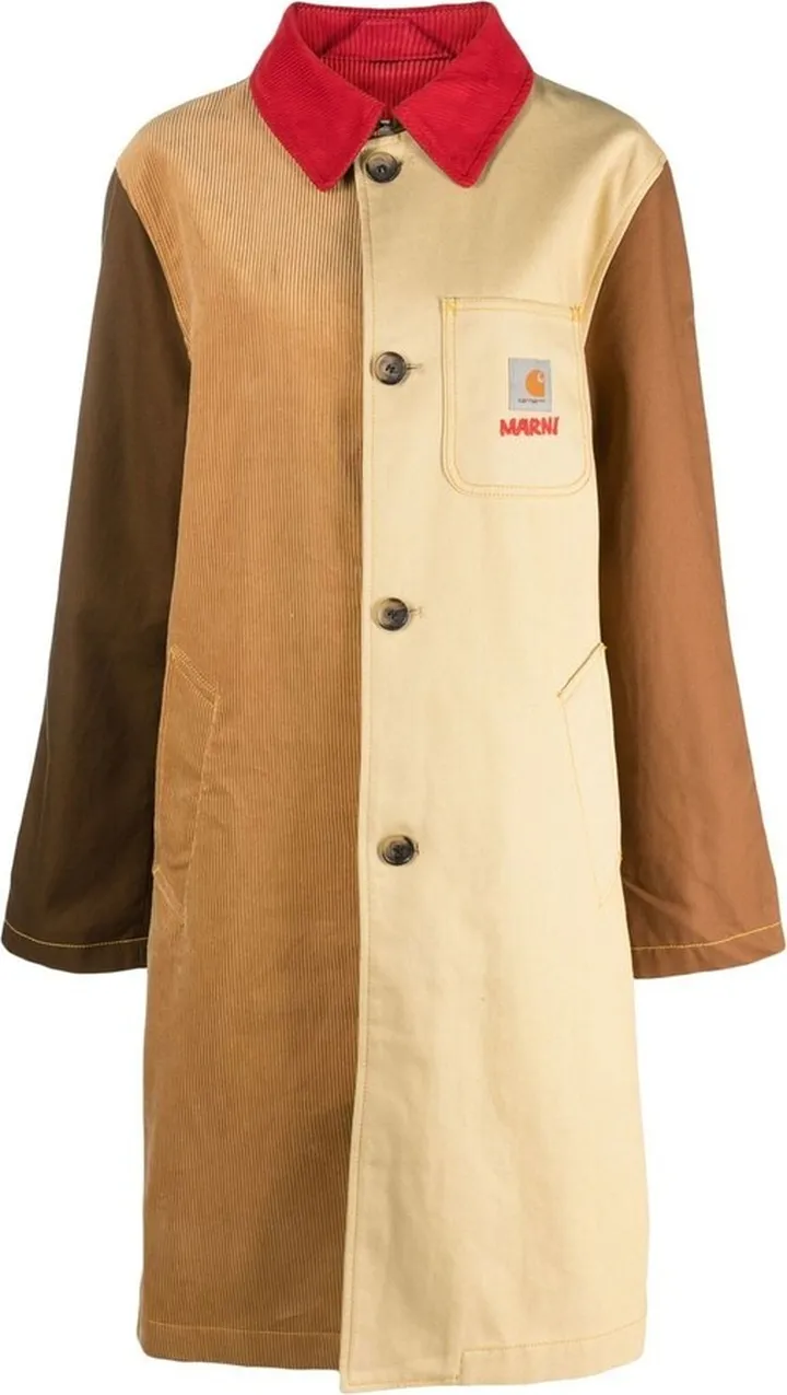 Logo-Patch Panelled Coat