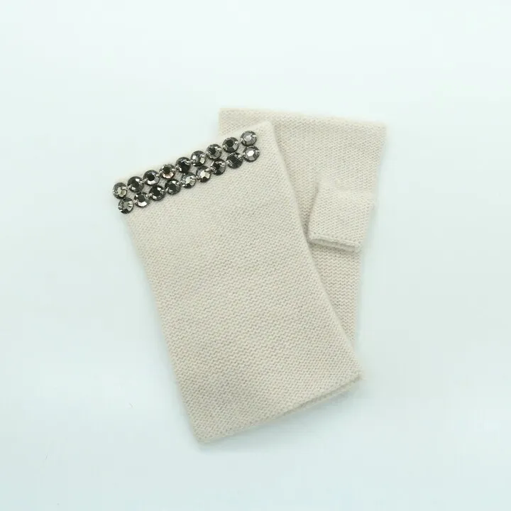 Cashmere fingerless with stones
