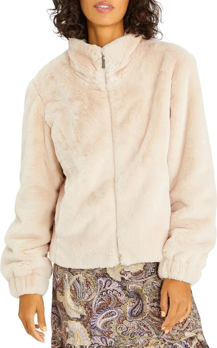 Womens Lightweight Cold Weather Faux Fur Coat