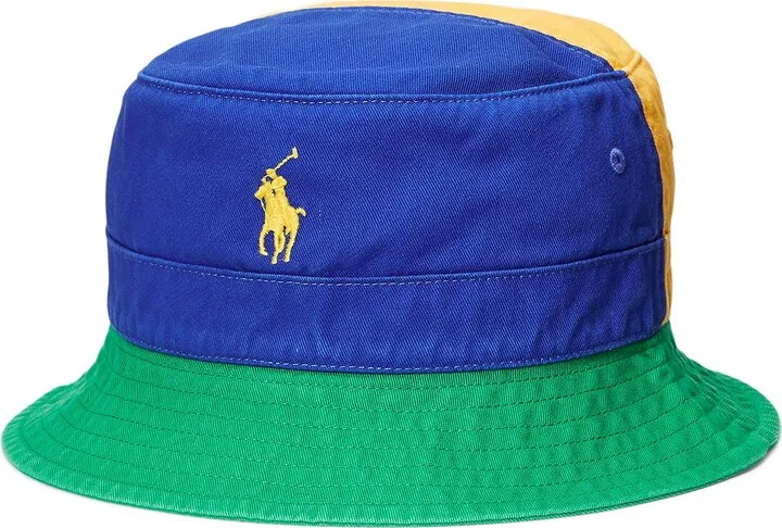Color-blocked Chino Bucket Hat Hat Green