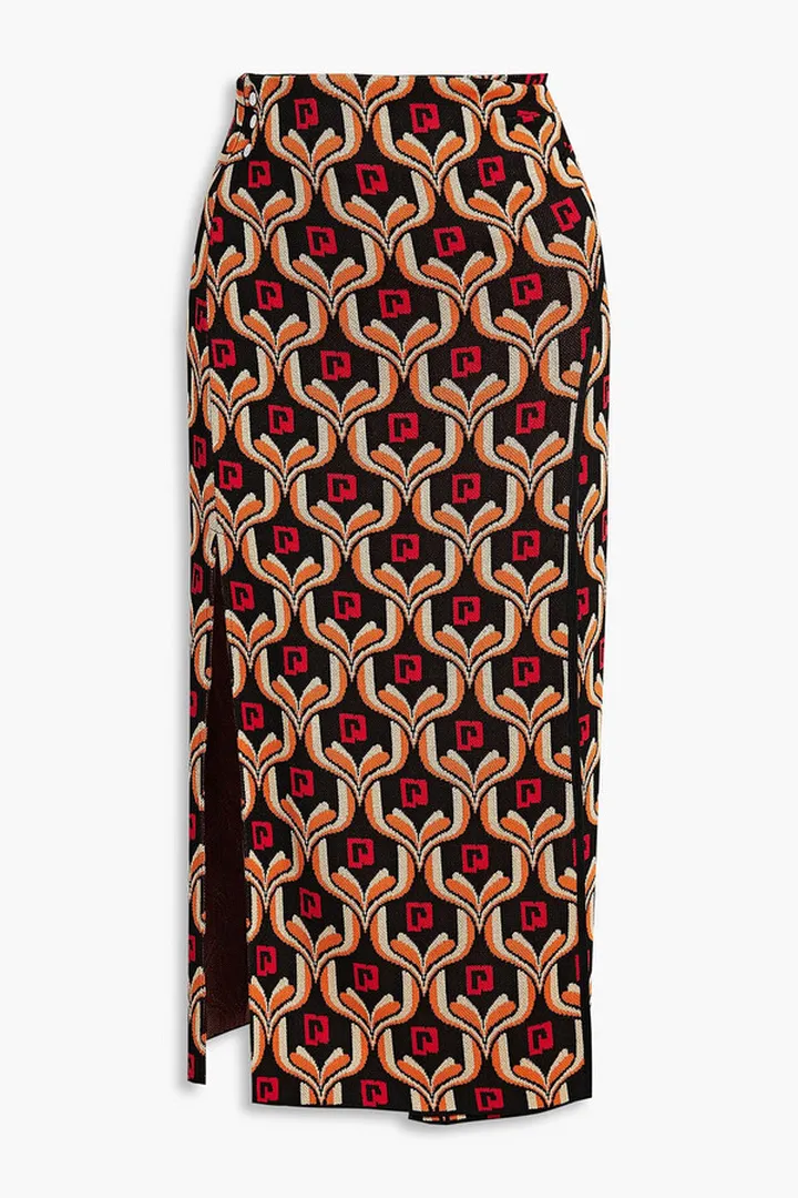 Jacquard-knit midi skirt