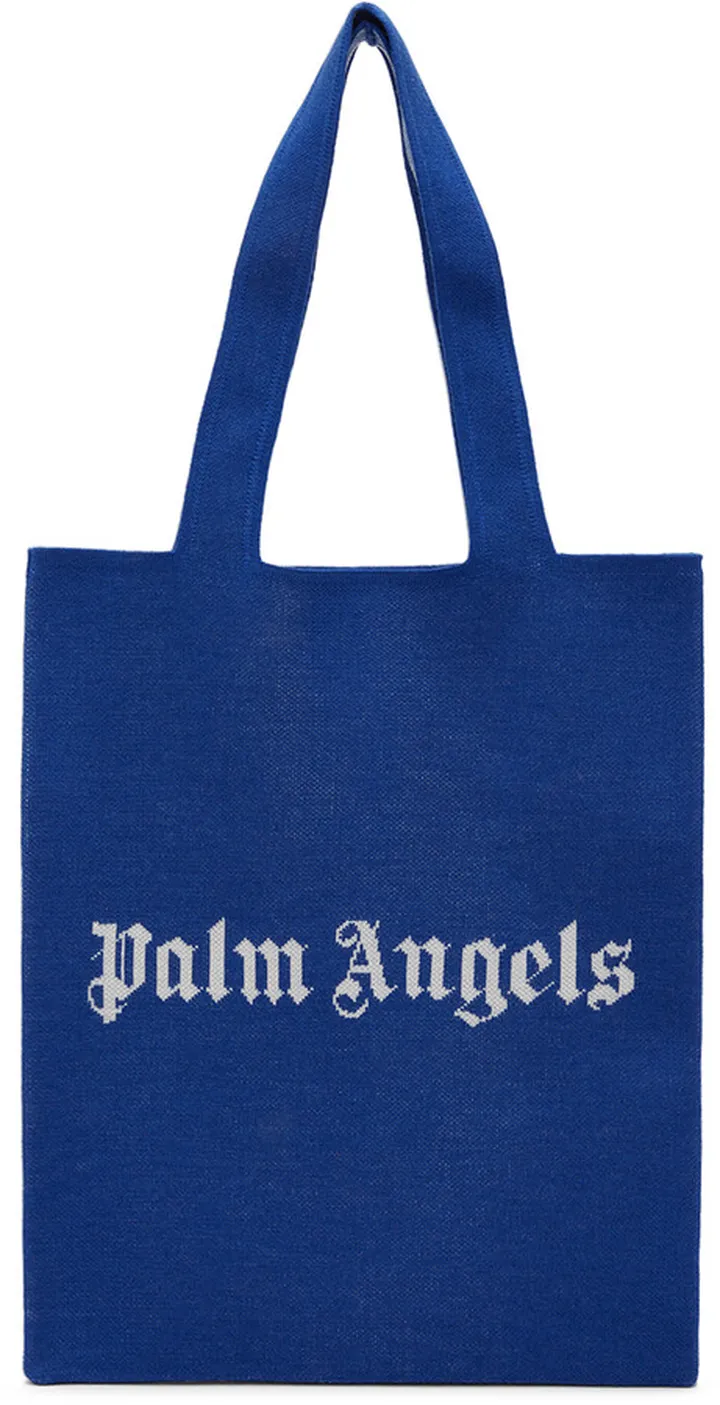 Palm Angels Blue Knit Shopper Tote