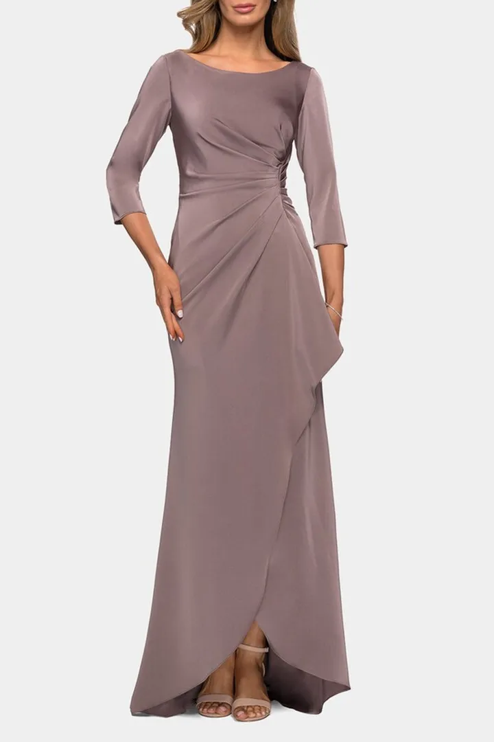 Three Quarter Sleeve Jersey Dress Ruching