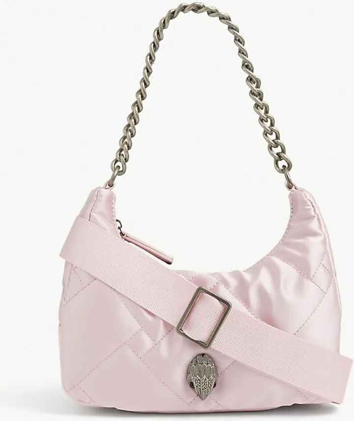 Womens Pale Pink Quilted Recycled-nylon Cross-body bag