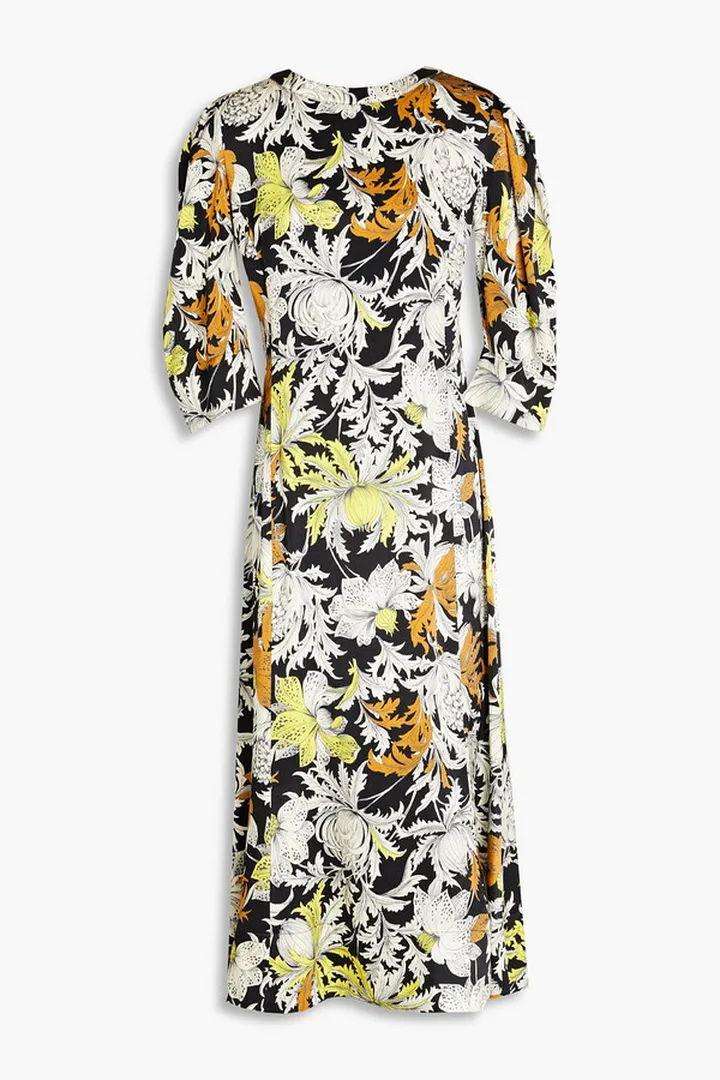 Floral-print satin midi dress