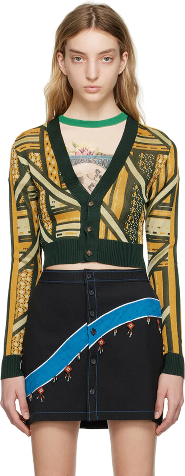 Ahluwalia Green & Yellow Ayo Cardigan