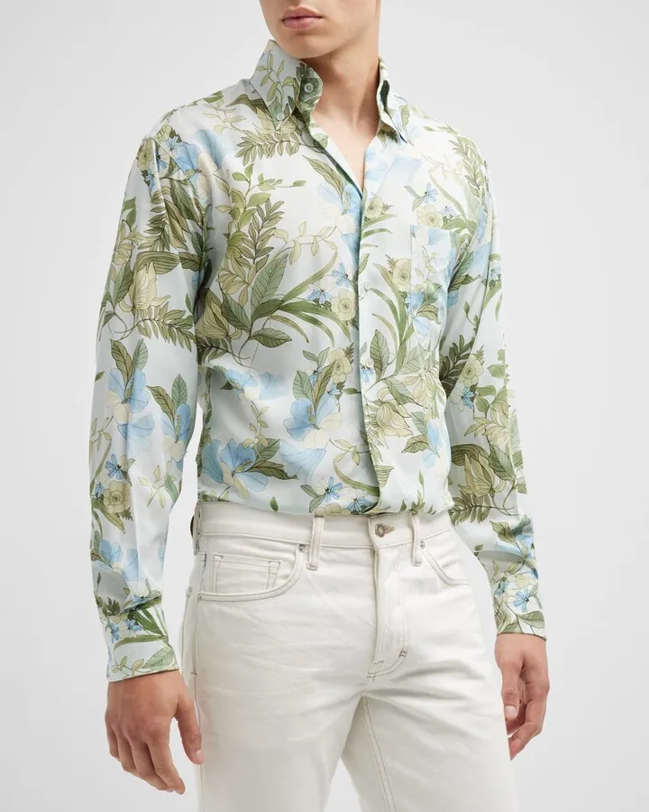 Men's Floral-Print Sport Shirt