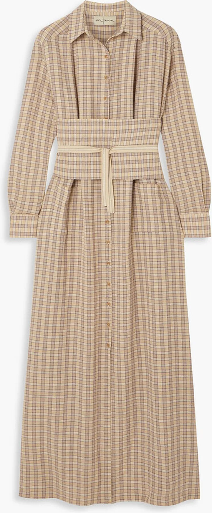 Ramon checked cotton-blend maxi shirt dress