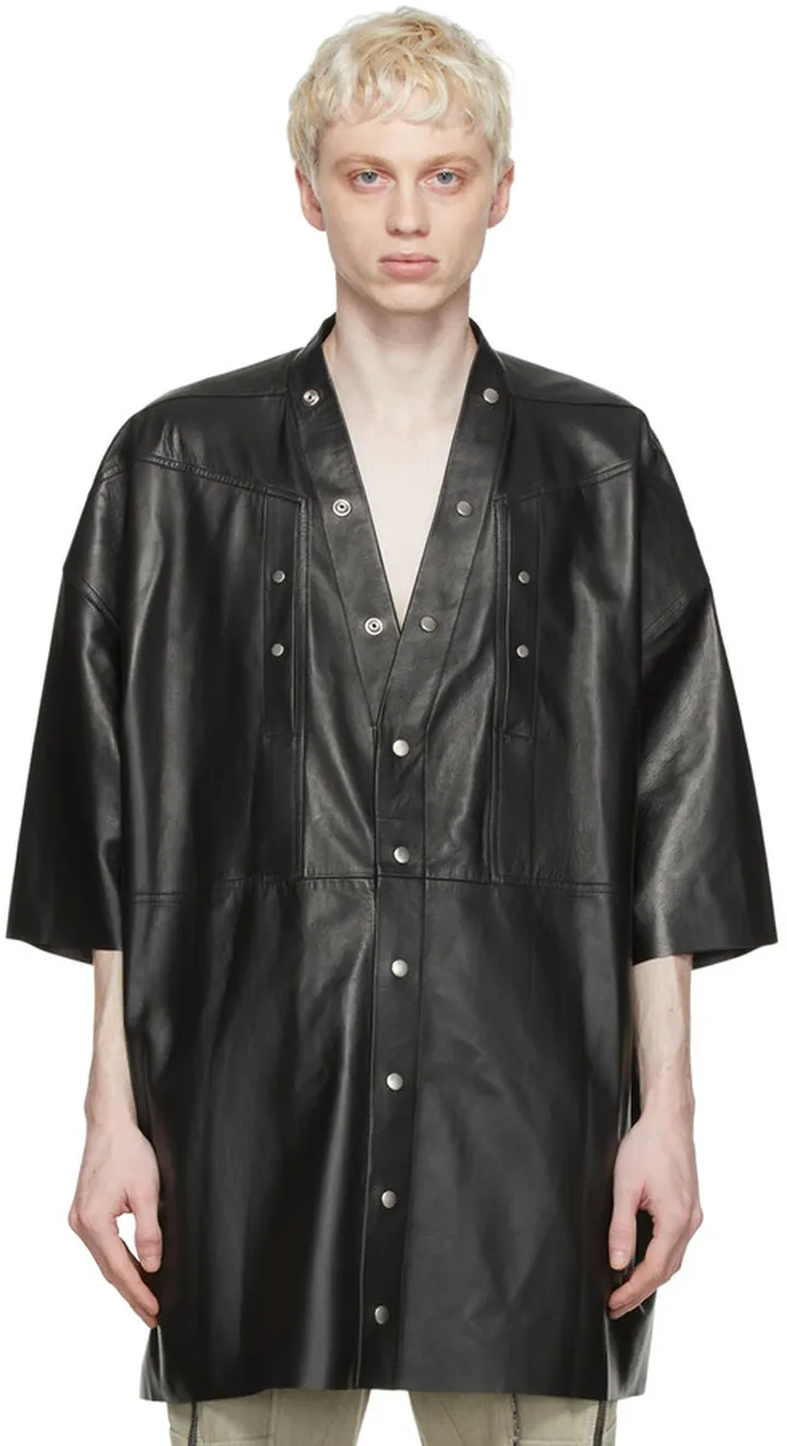 Rick Owens Black Leather Jacket