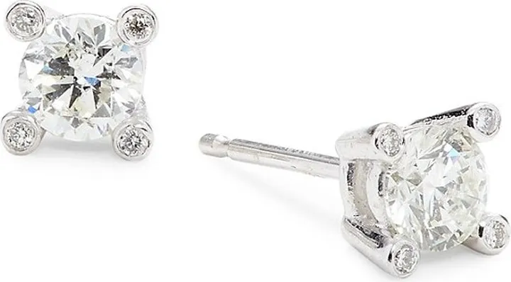 14K White Gold & 0.53 TCW Diamond Stud Earrings