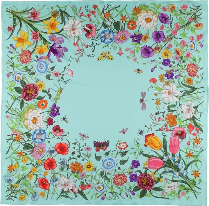 Flora print silk carré