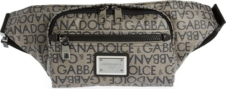 Logo Print Canvas Belt Bag