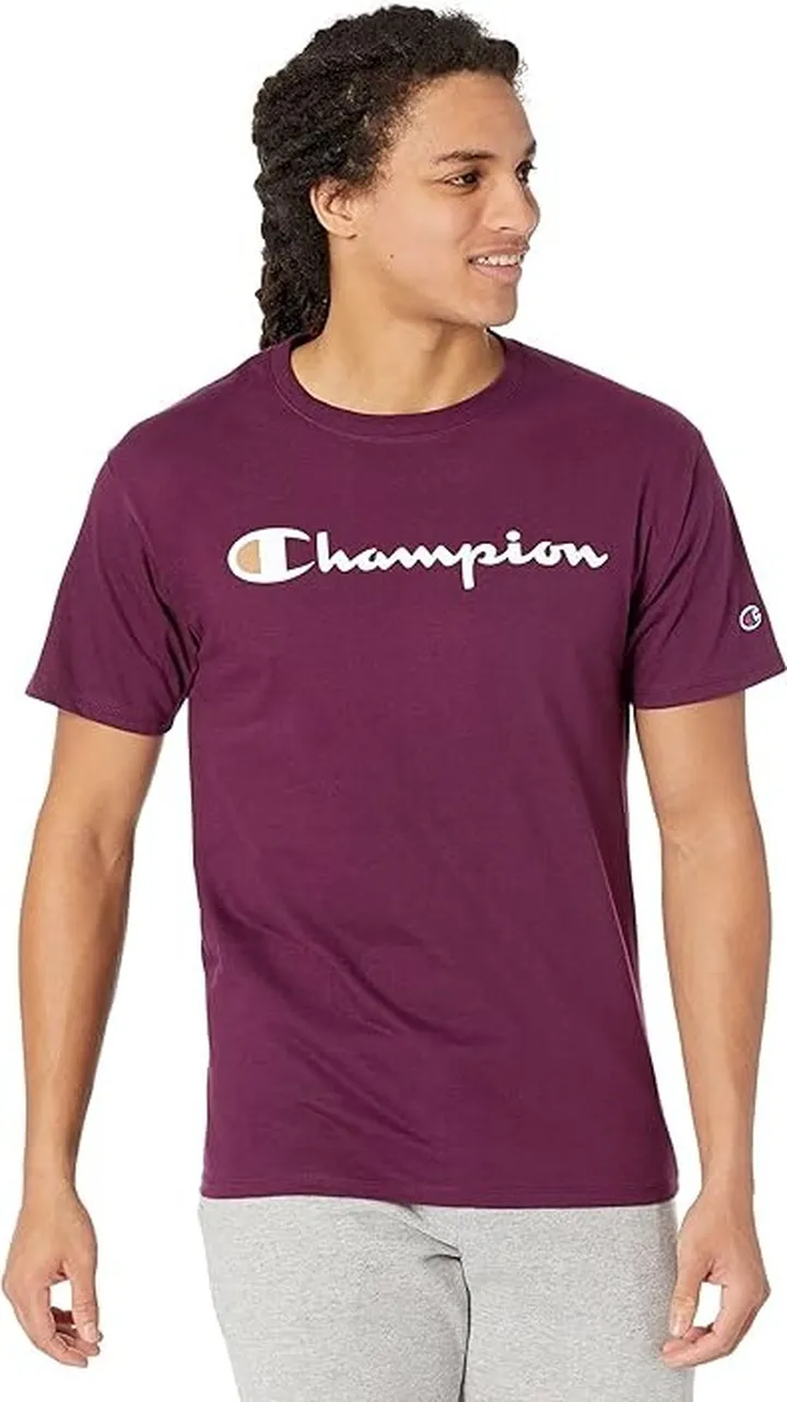Champion Classic Graphic T-Shirt (Plum Port) Men's Clothing