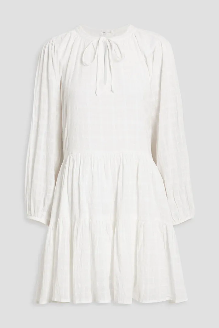 Drifter gathered cotton-jacquard mini dress