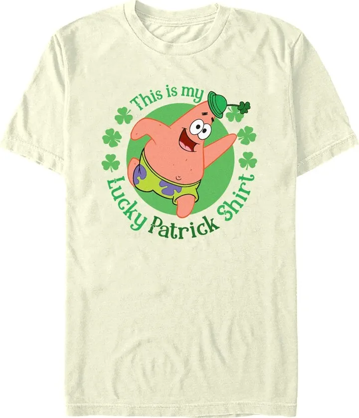 Men's SpongeBob SquarePants St. Patrick's Day This is my Lucky Patrick Shirt T-Shirt - Beige - 3X Large