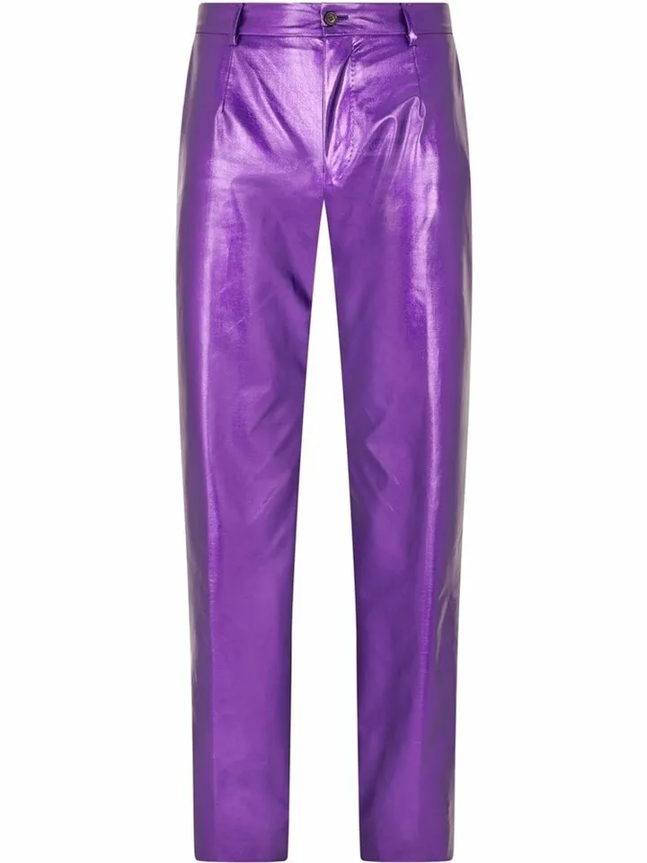 Metallic-Effect Straight-Leg Trousers