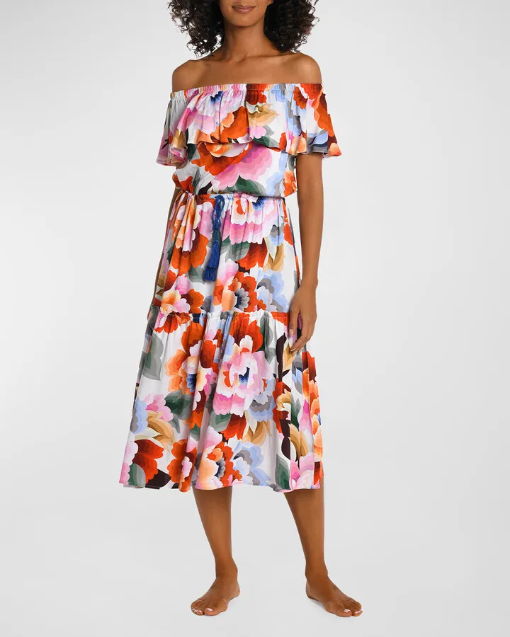 Floral Off-Shoulder Midi Dress