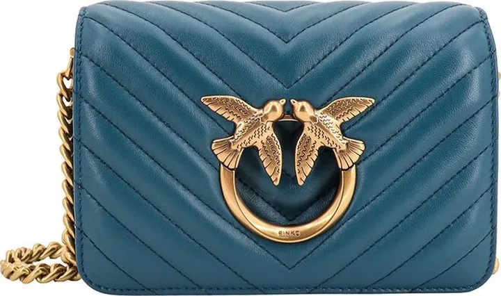 Pinko Love-Birds Quilted Chain-Linked Crossbody Bag
