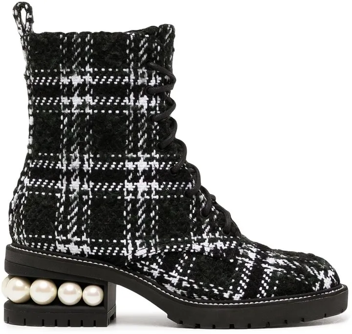 CASATI checked tweed combat boots