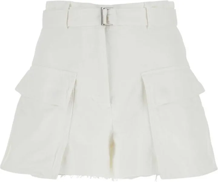 Sacai Belt Detailed Panelled Denim Shorts