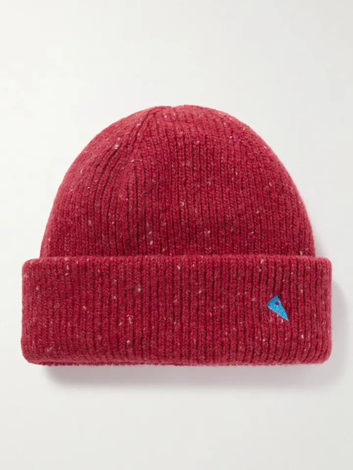 Logo-Embroidered Melangé Wool-Blend Beanie