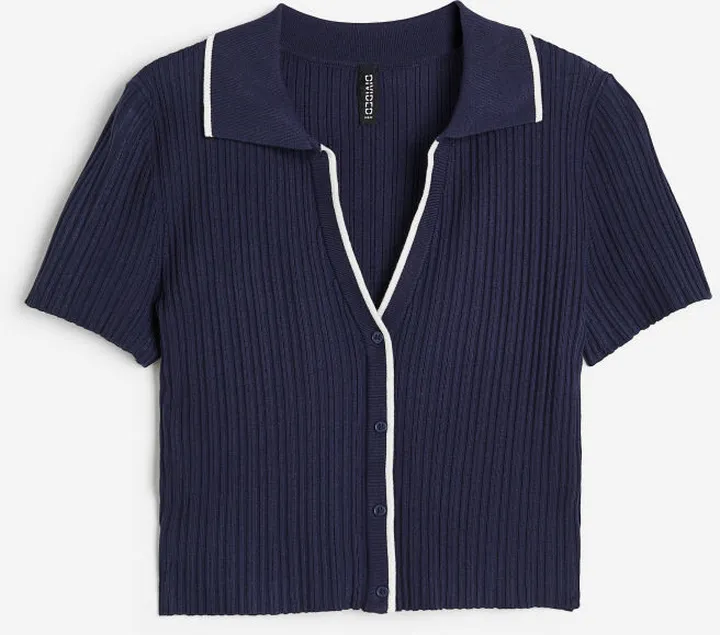 Rib-knit Top with Collar