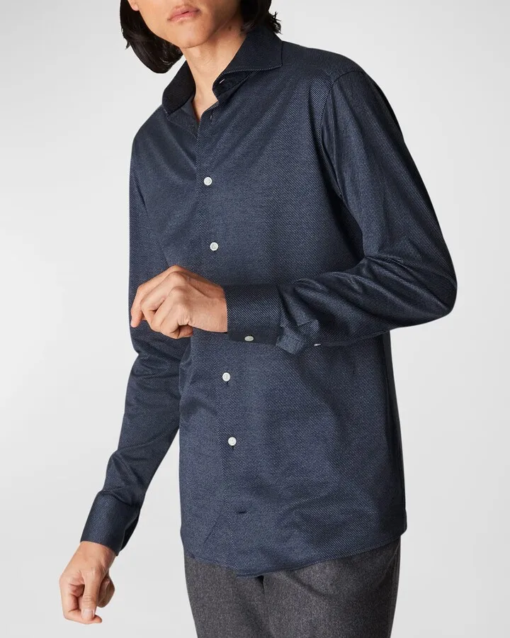 Men's Contemporary Fit Knit Jacquard Shirt