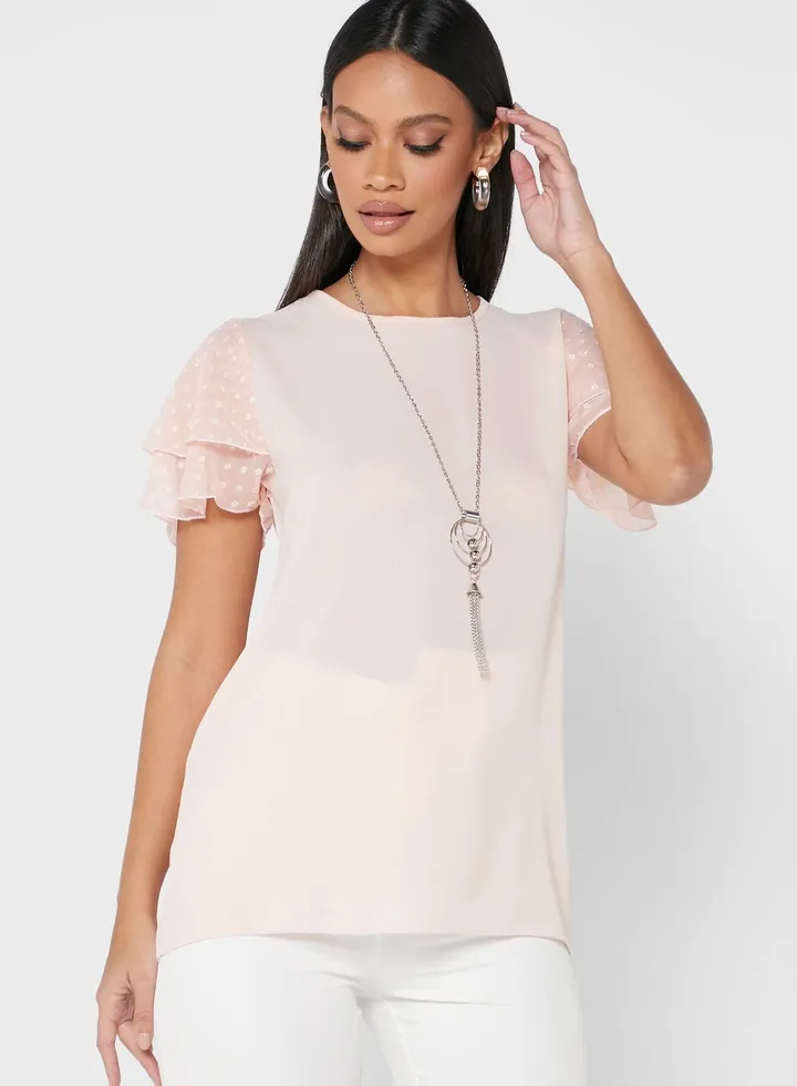 Chiffon Sleeve Necklace Top