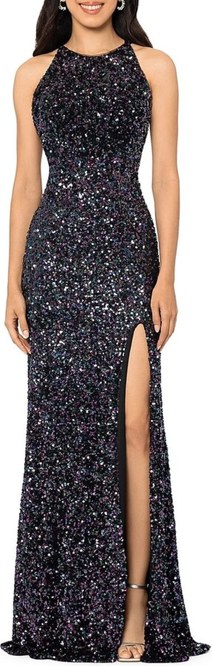 Sequin Crisscross Back Gown