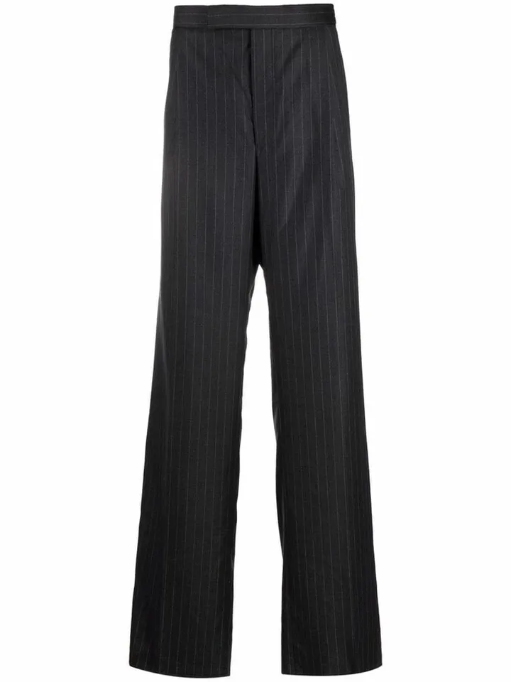 Pinstripe Wide-Leg Tailored Trousers