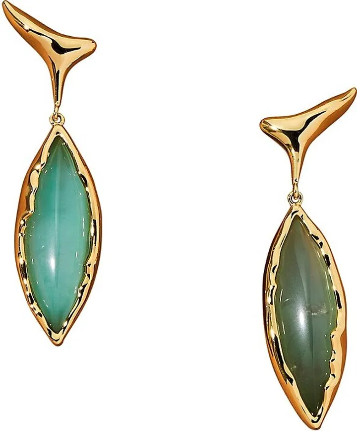 Asterales 14K Yellow Goldplated & Chrysoprase Drop Earrings