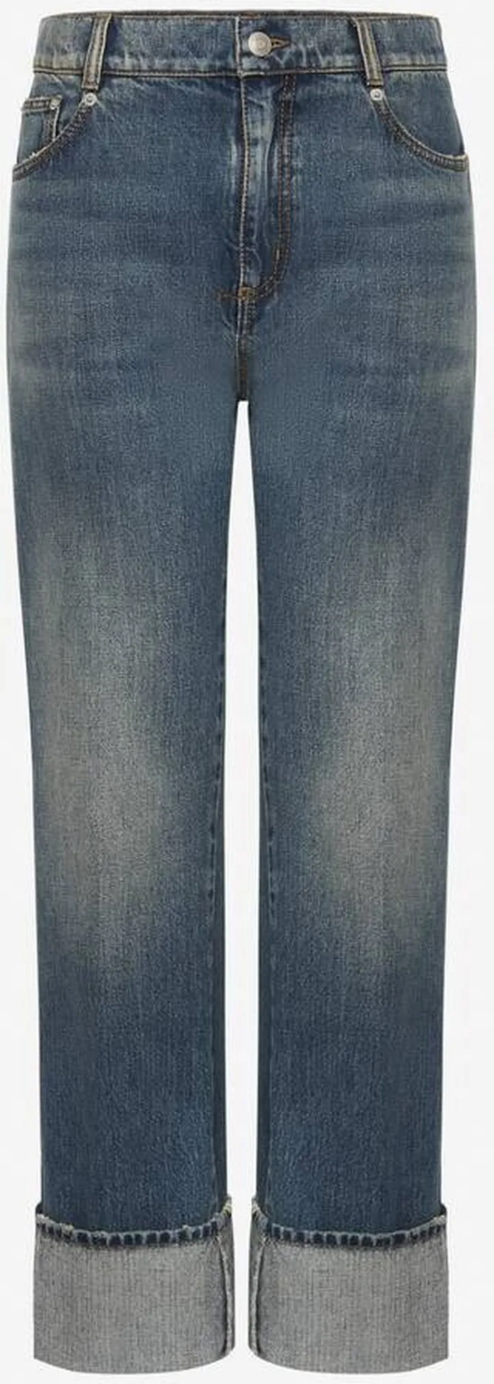 Women's Baggy Boyfriend Denim Jeans In Washed Blue