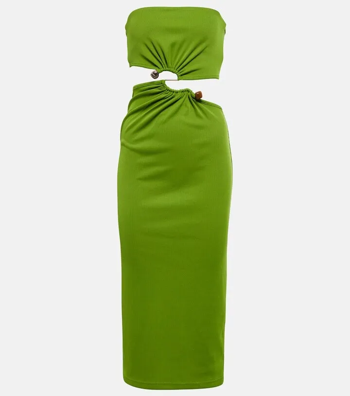 Distort strapless cutout midi dress