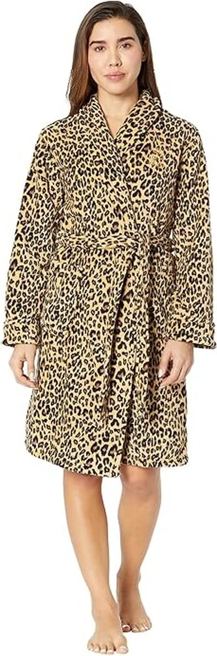 LAUREN Ralph Lauren Recycled So Soft Shawl Robe (Leopard) Women's Pajama