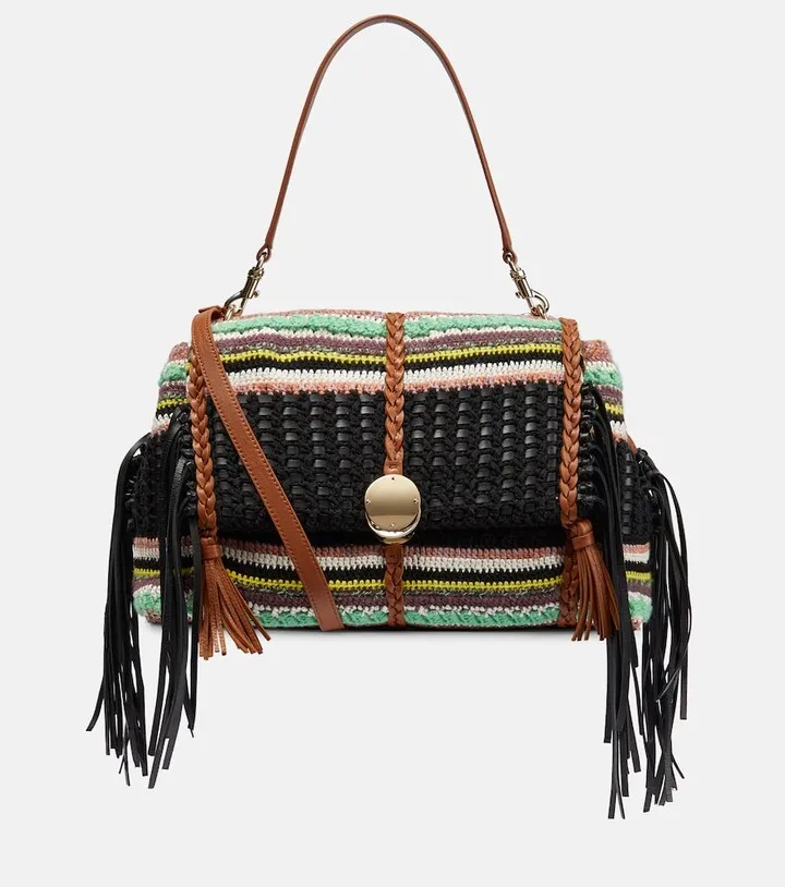 Penelope Large leather-trimmed shoulder bag