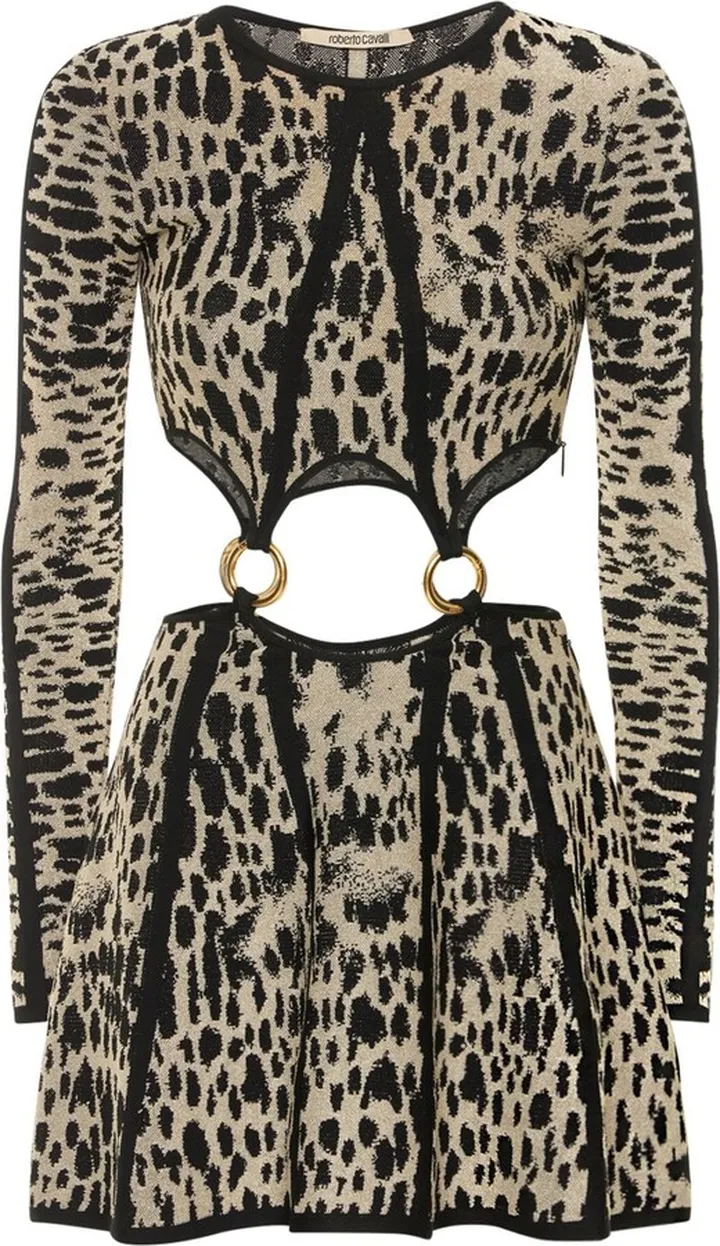 Viscose jacquard cutout mini dress