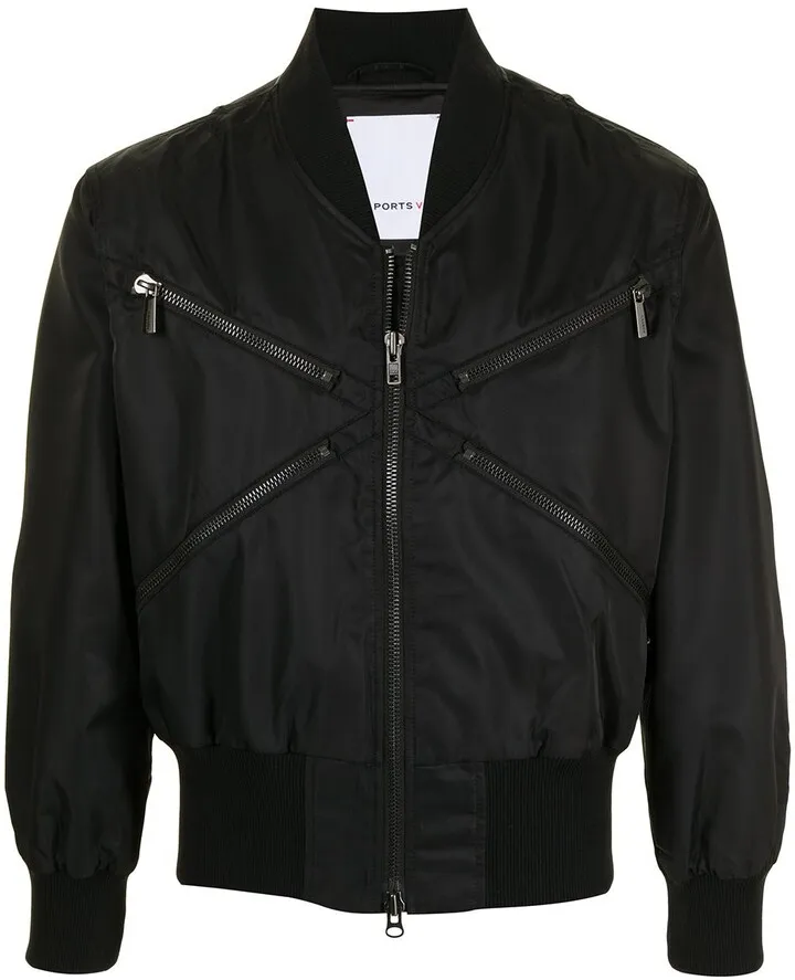 Zip-Embellished Bomber Jacket