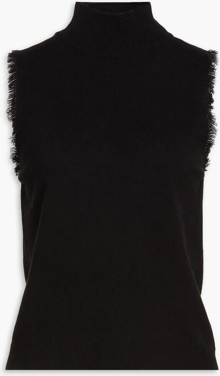 Frayed cashmere turtleneck vest
