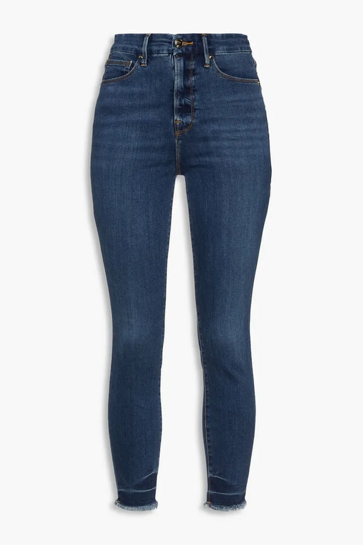 Good Waist frayed cropped high-rise skinny jeans