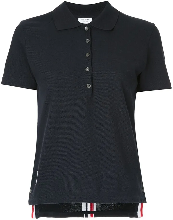 Stripe-Trim Polo Top