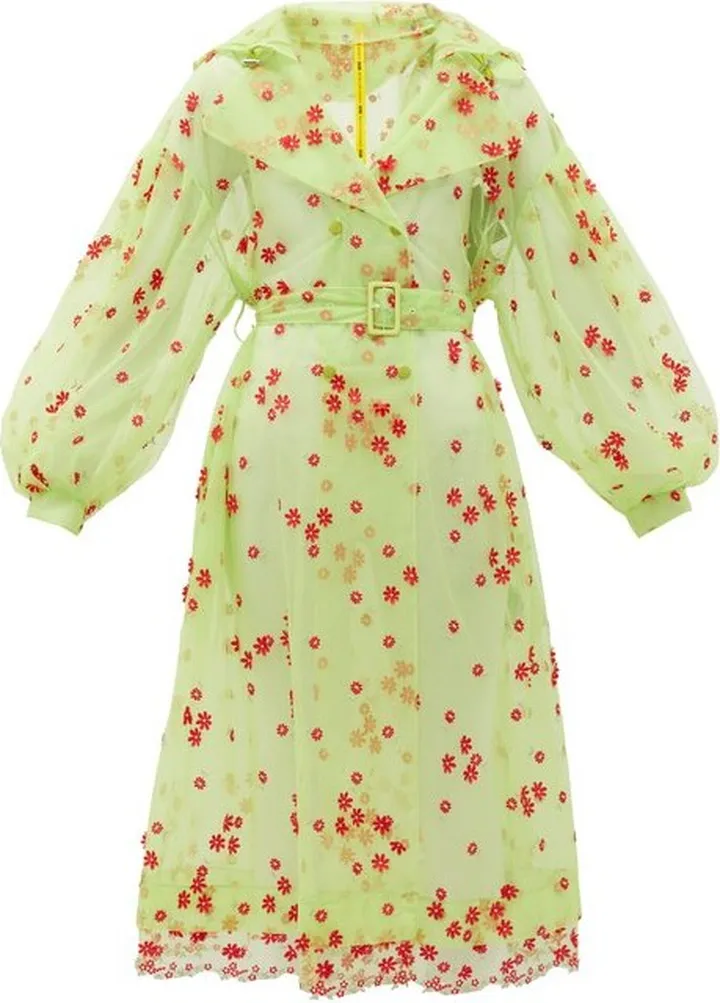 Coronilla Daisy-embroidered Tulle Coat