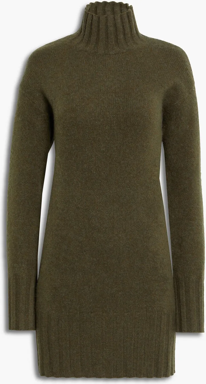 Mélange cashmere turtleneck mini dress