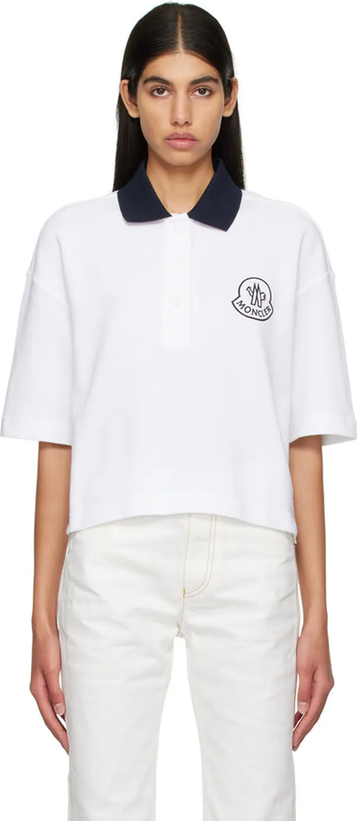 Moncler White Printed Polo