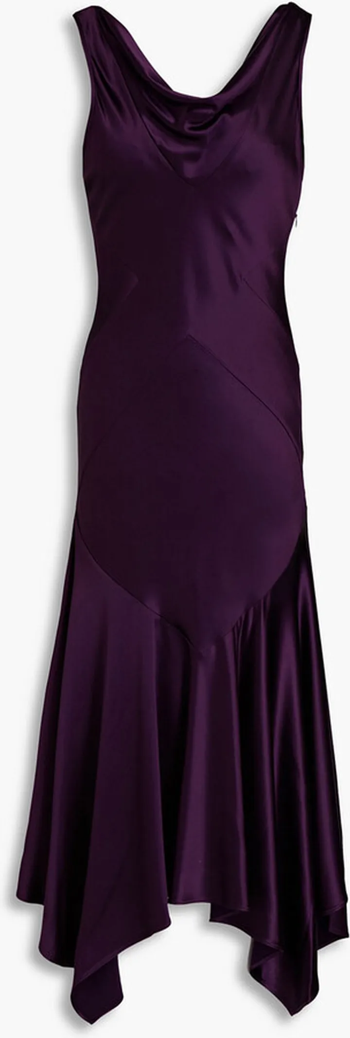 Seline asymmetric draped satin midi dress