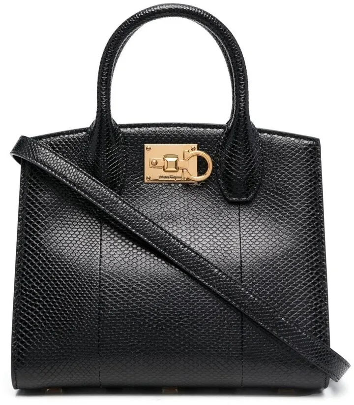 Snakeskin-Effect Leather Tote