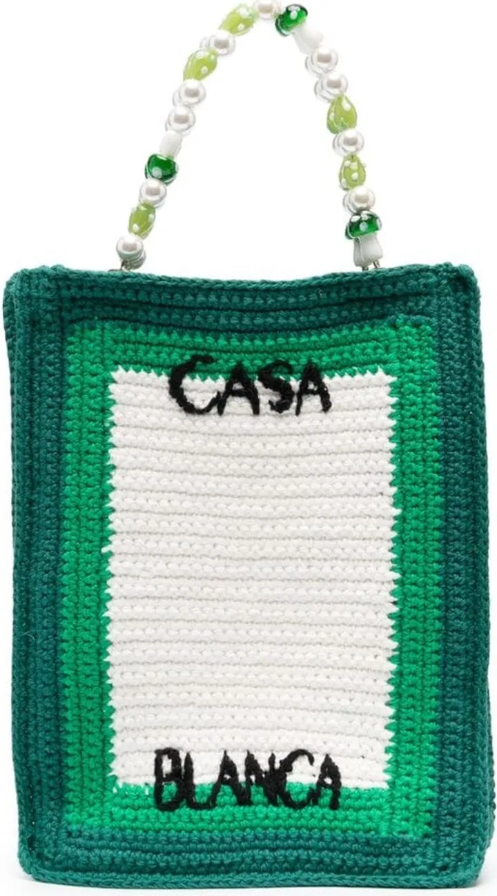Tennis Club crochet-knit tote bag